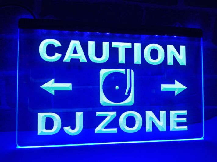 Caution DJ Zone Hanging Neon Sign