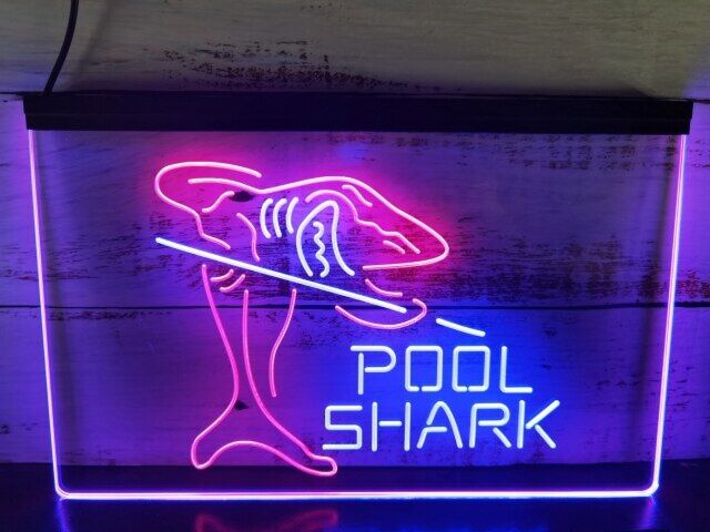 Pool Shark Two Tone Hanging Neon Sign