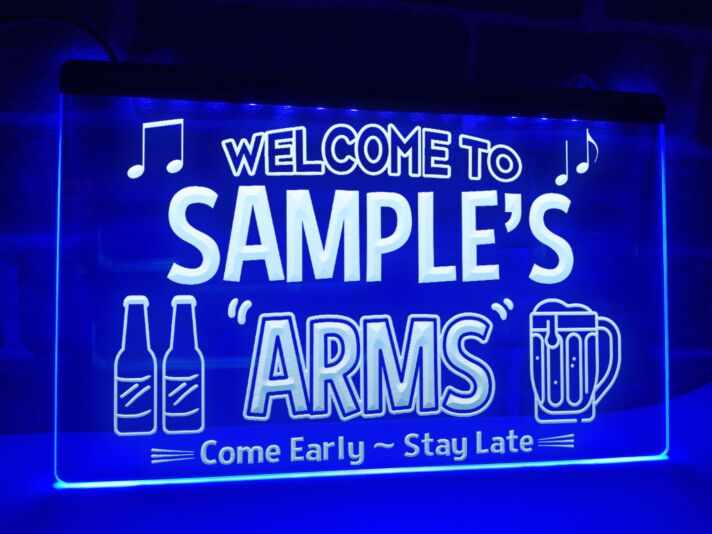 Welcome to Arms Personalized Hanging Neon Sign