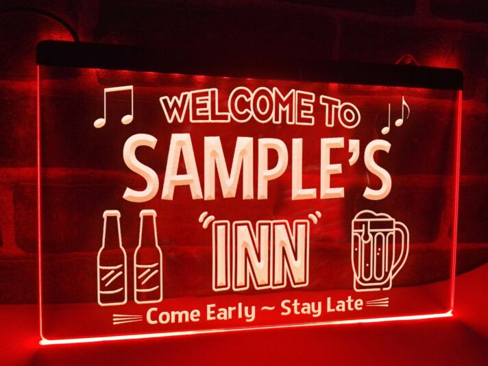 Welcome to My Inn Personalized Hanging Neon Sign