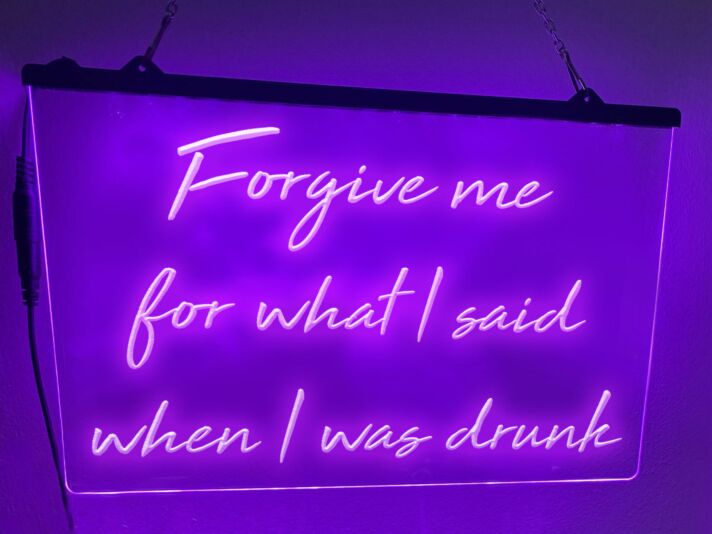 Forgive me for what I said when I was drunk Hanging Neon Sign