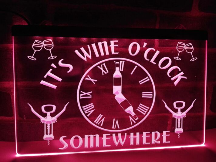 It's Wine O'Clock Somewhere Hanging Neon Sign