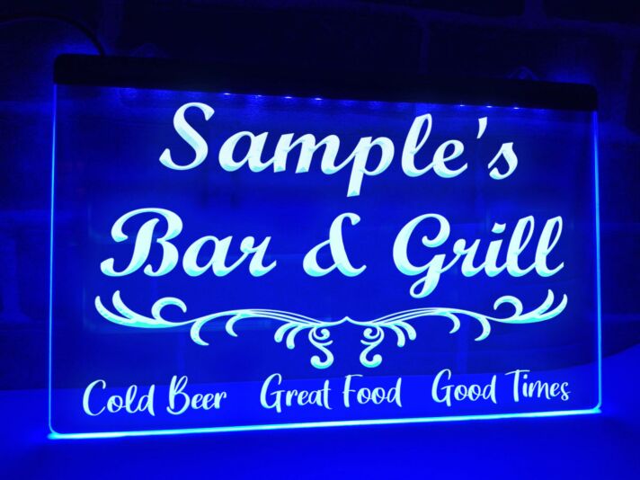 Bar and Grill Personalized Hanging Neon Sign