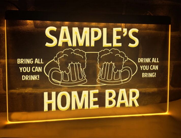 Home Bar Personalized Hanging Neon Sign