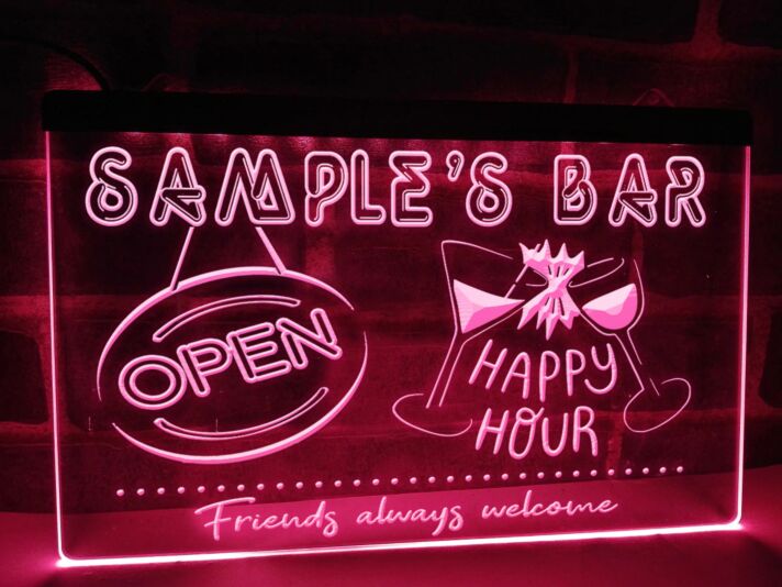Happy Hour Bar Personalized Hanging Neon Sign