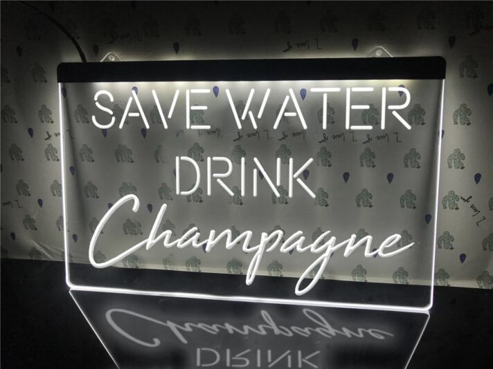 Save Water Drink Champagne Hanging Neon Sign