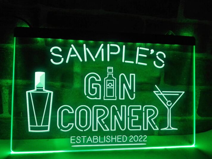 Gin Corner Personalized Hanging Neon Sign