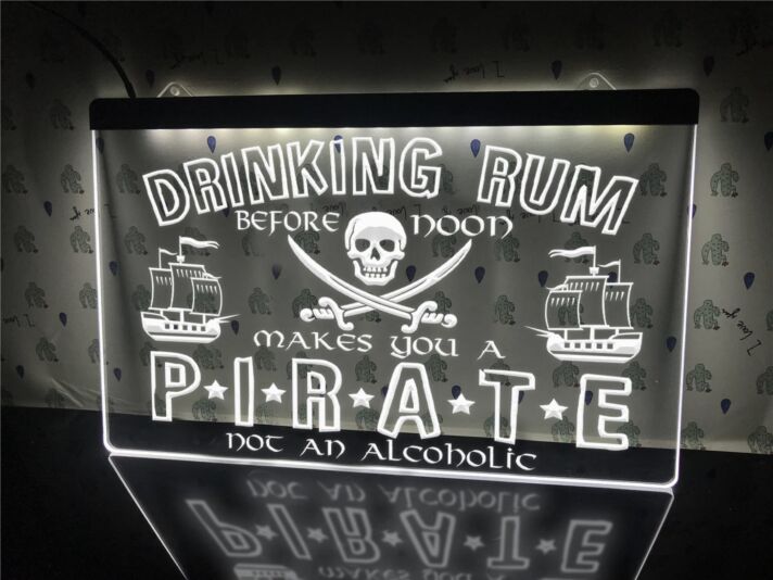 Drinking Rum Makes You a Pirate Hanging Neon Sign