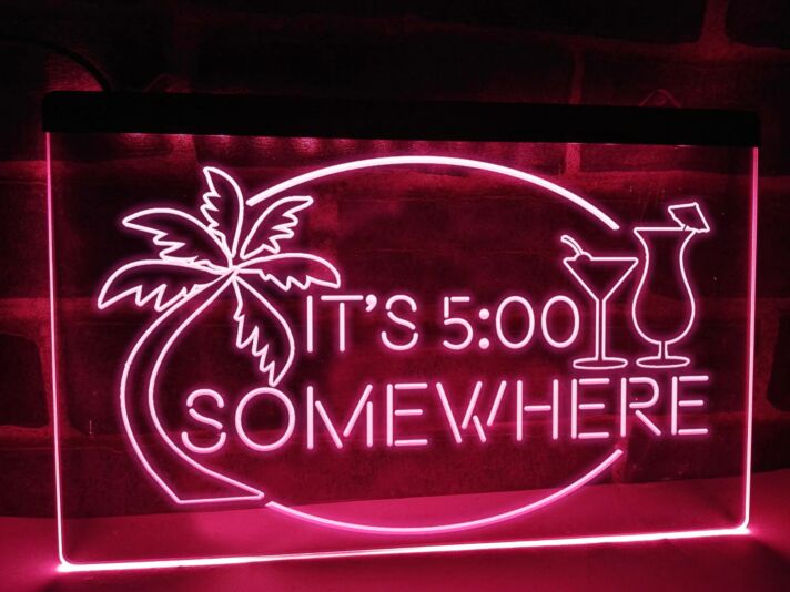 It's 5:00 Somewhere Bar Hanging Neon Sign