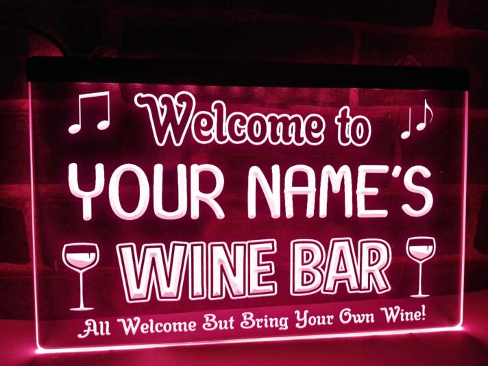 Welcome to My Wine Bar Personalized Hanging Neon Sign