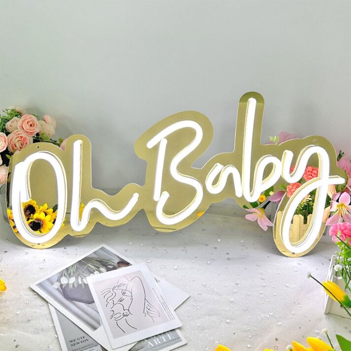 Oh Baby Gold Backsplash Neon Signs