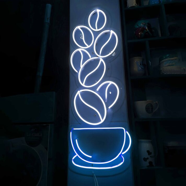 Coffee Beans and Cup Neon Sign