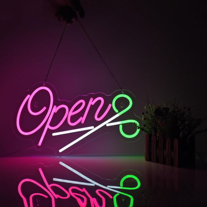 Customize Barbershop Haircut Open Neon Sign