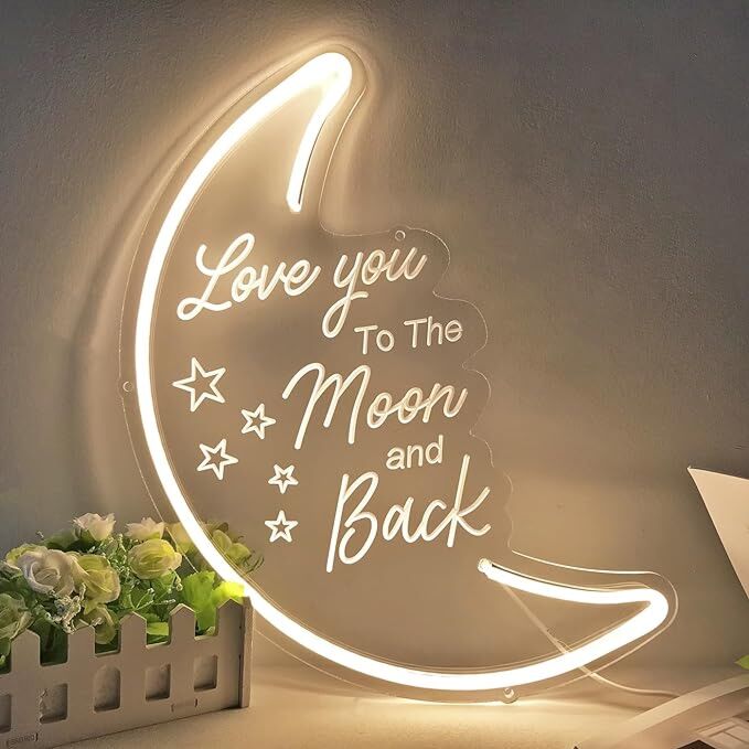 Love You to the Moon and Back Wedding Neon Sign