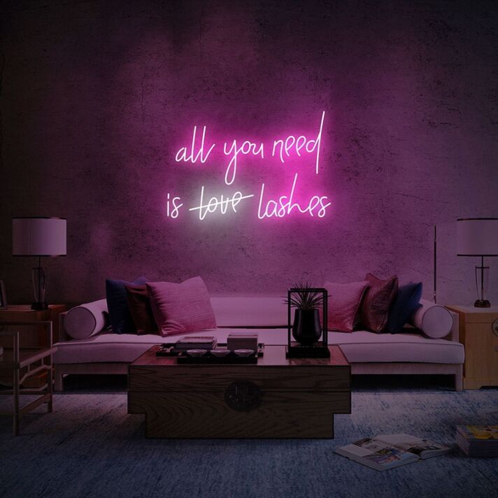 All You Need Is Lashes Neon Sign for Beauty Salons