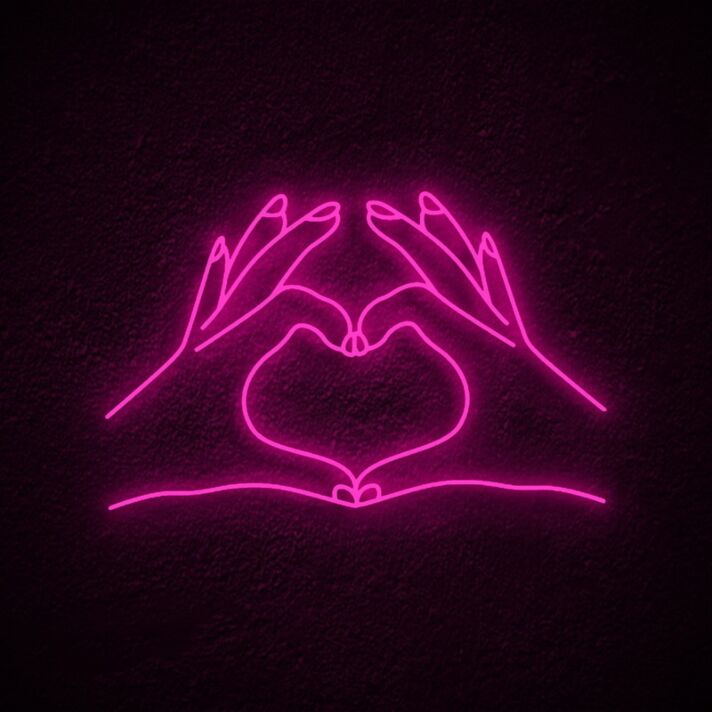 Heart Hand Neon Sign for Loving and Positive Spaces