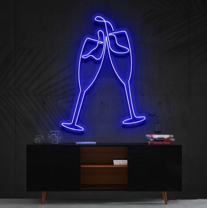 Champagne Cheers Neon Sign for Celebrations and Parties