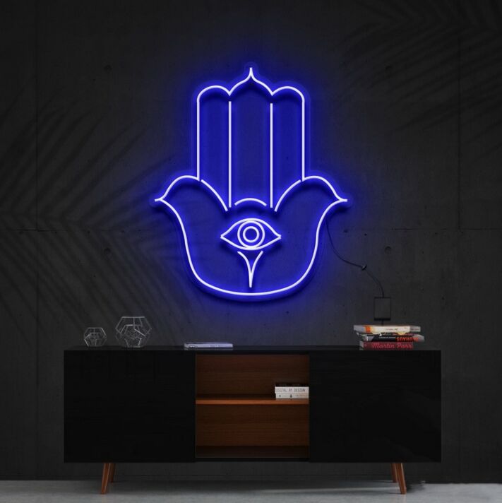 Hamsa Neon Sign for Protection and Positive Energy