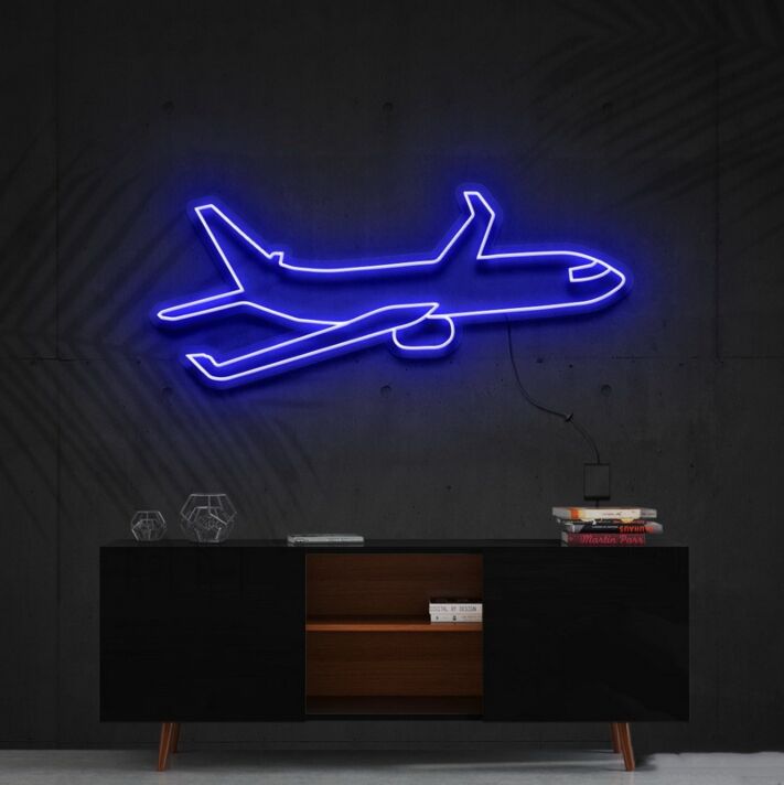 Airplane Neon Sign for Travel Lovers and Fun Decor