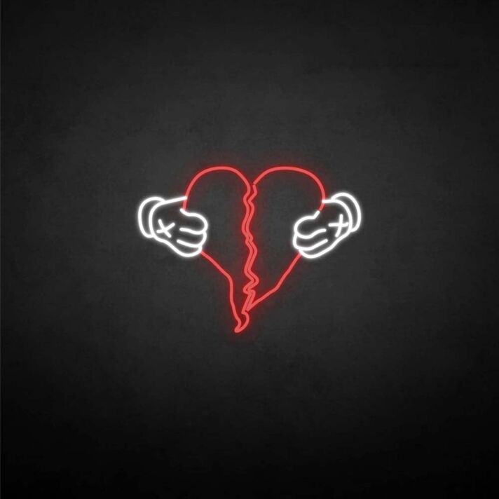 Broken heart' neon sign