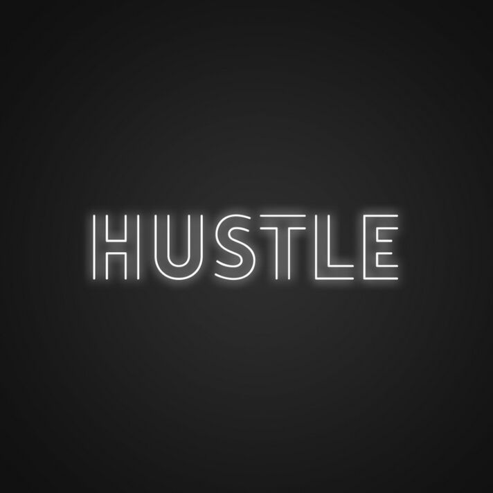 Retro Hustle Neon Sign for Motivational and Vintage Decor