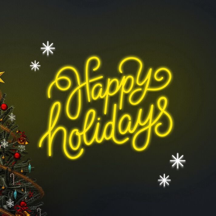Happy Holidays Neon Sign for Festive and Celebratory Spaces