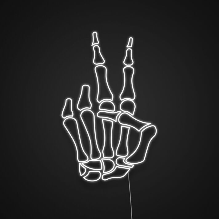 Skeleton Hand Peace Sign Neon Sign for Edgy and Unique Decor
