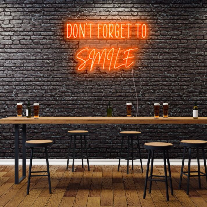 Don't Forget To Smile Neon Sign for Positive and Happy Spaces