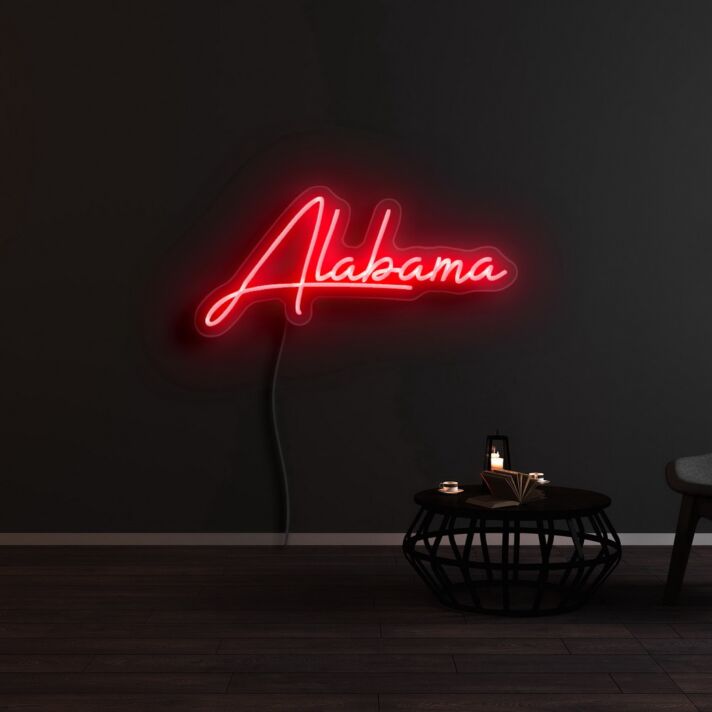 Alabama Neon Sign for State Pride and Decorative Spaces