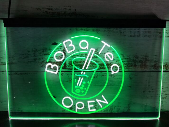 Boba Tea Bubble Tea Open Dual LED Neon Sign for Refreshing and Fun Spaces