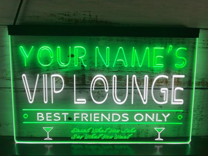 Name Personalized Custom VIP Lounge Best Friends Only Bar Beer Dual LED Neon Sign for Personalized Decor