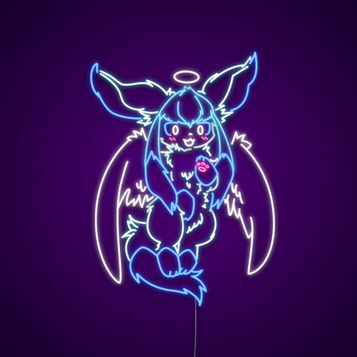 Glaceon With Wings Neon Sign for Anime Fans