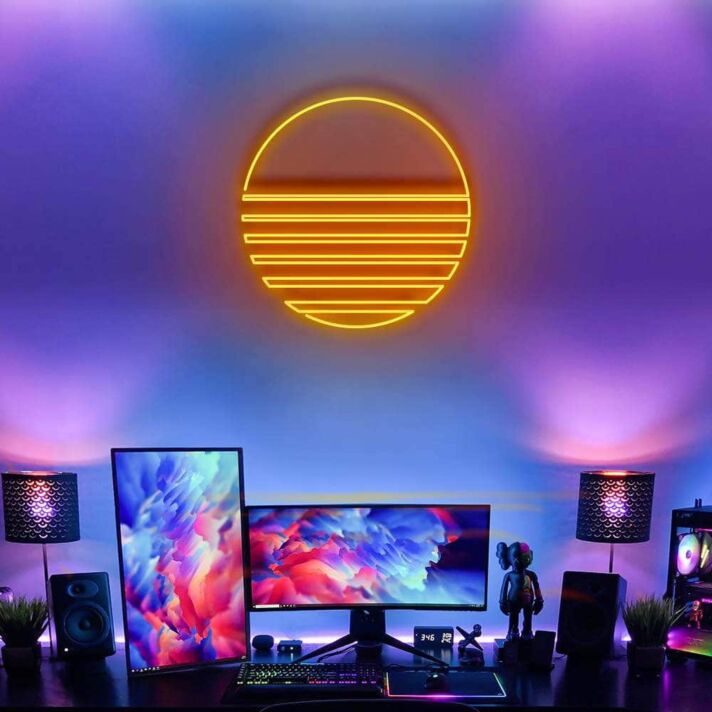 Vapor Wave Sunset Neon Sign for Retro and Stylish Spaces