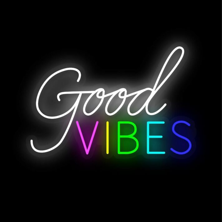 Good Vibes Rainbow Neon Sign for Positive and Fun Spaces