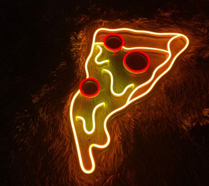 Pizza Slice Neon Sign for Pizzerias and Dining Areas