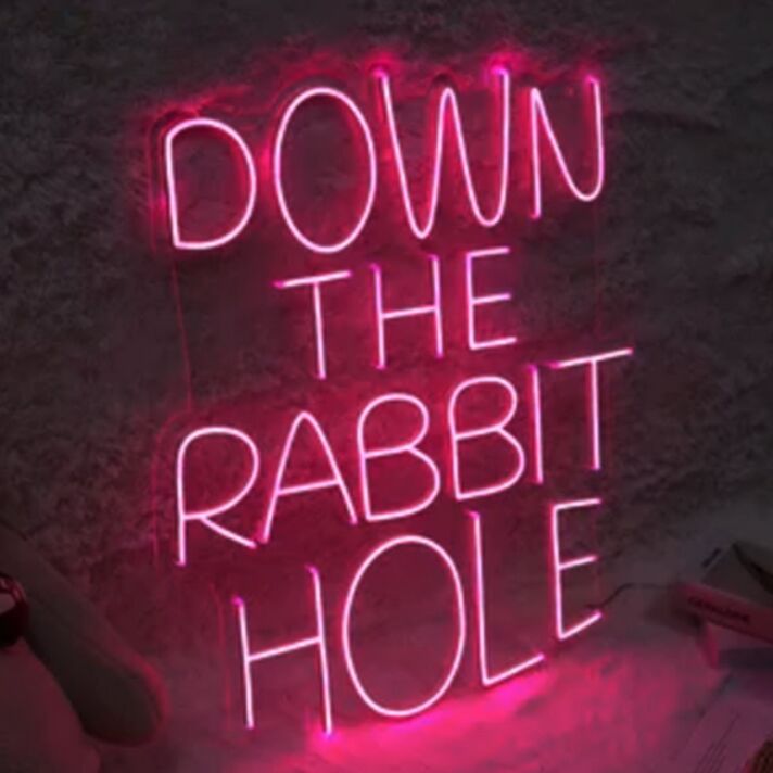 Down The Rabbit Hole Neon Sign for Whimsical and Fun Spaces