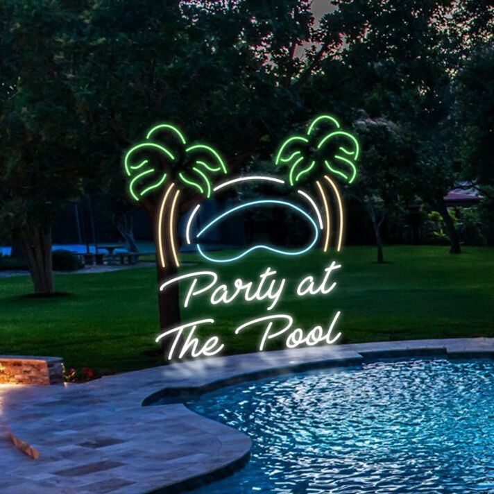 Party At The Pool Neon Sign for Fun and Social Spaces