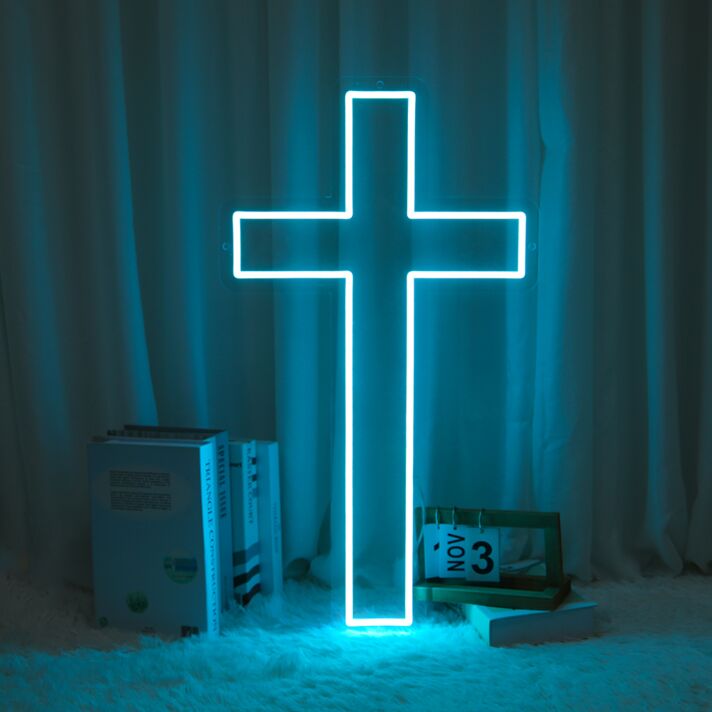 Christianity Cross Neon Sign for Religious and Spiritual Spaces