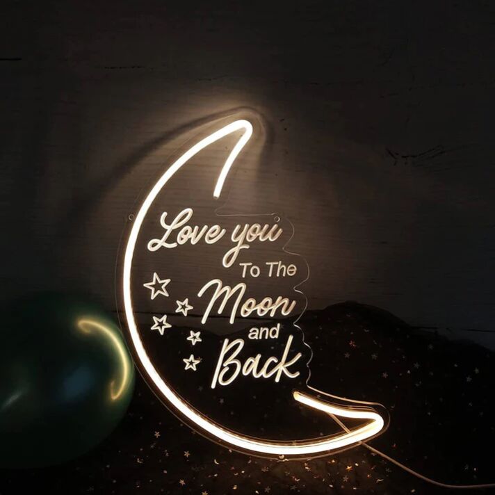 LED Moon Neon Light Sign Love You To The Moon And Back Neon Wall Art for Party Decor