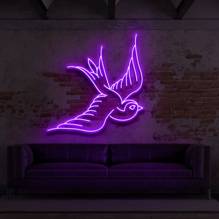Swallow For Tattoo Studio Neon Sign for Edgy and Artistic Spaces