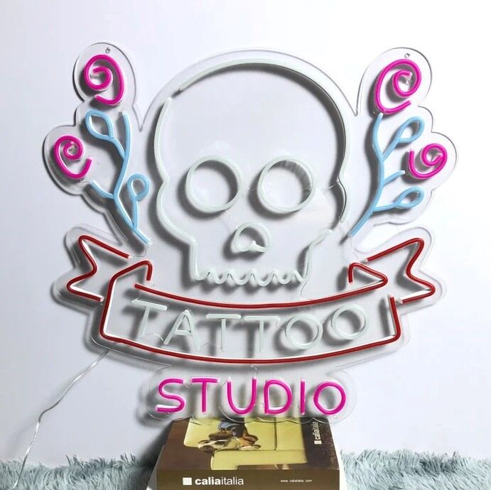 Tattoo And Skull Neon Sign for Tattoo Studios