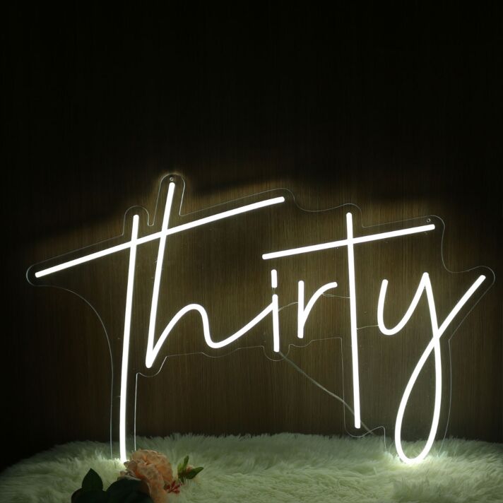 Thirty Neon LED Sign for Birthday and Celebratory Spaces