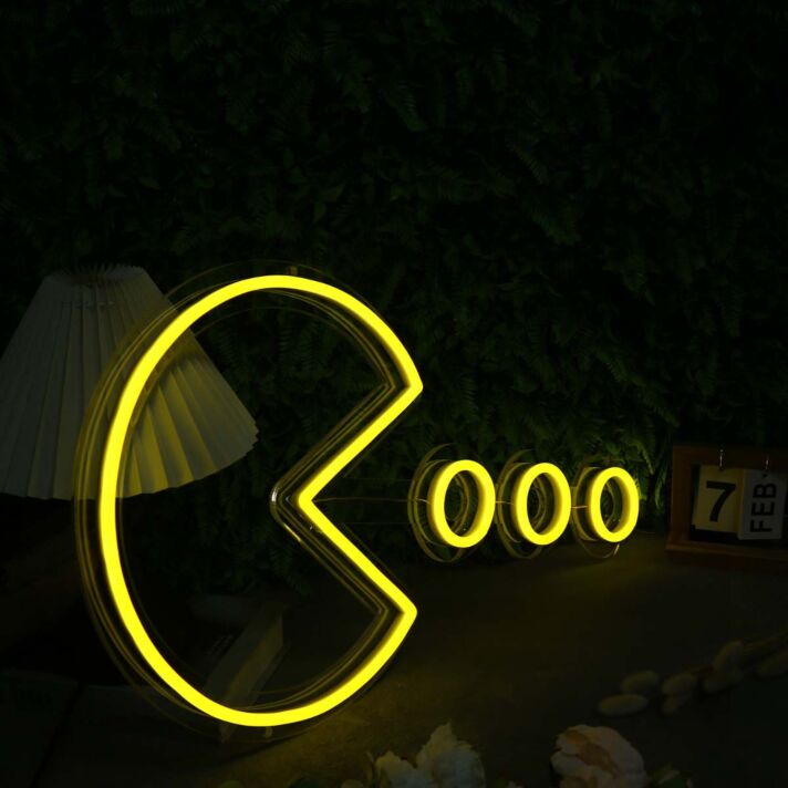 Pac Man Custom Yellow Neon Sign for Retro and Gaming Fans