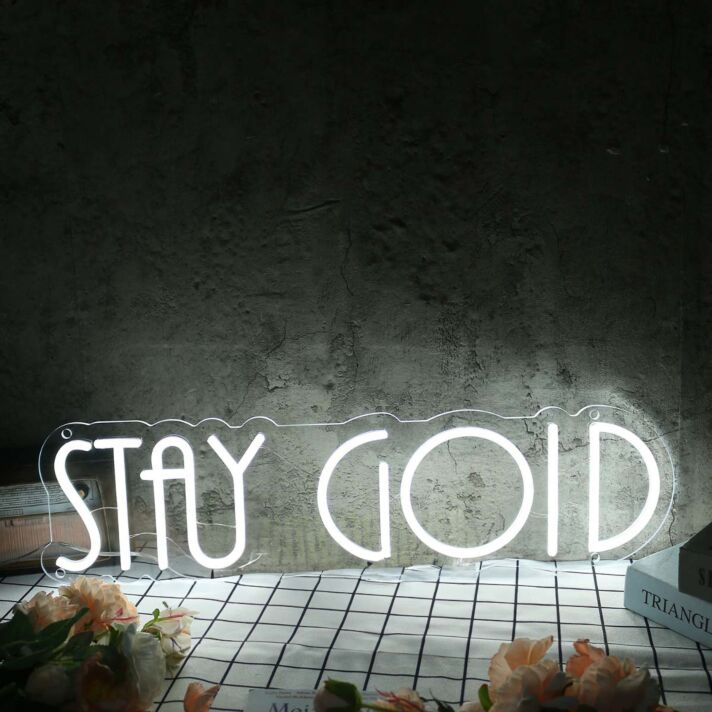Stay Gold White Neon Sign for Inspirational and Positive Spaces
