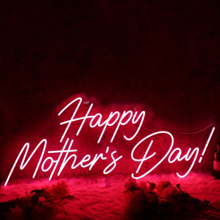Happy Mother's Day Red Neon Sign for Mother's Day and Celebratory Spaces