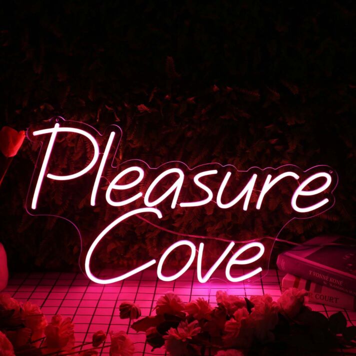 Pleasure Cove Pink Neon Sign for Relaxation and Fun Spaces