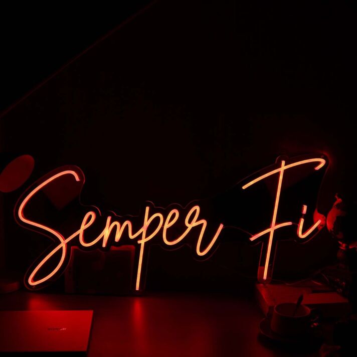 Semper Fi Red Neon Sign for Military and Patriotic Spaces