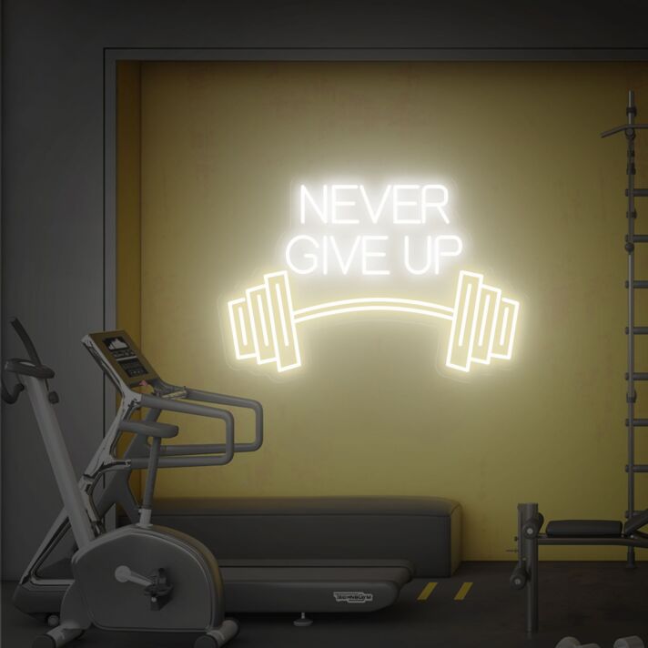Never Give Up Neon Sign Gym Neon Sign Fitness Neon Sign Gym Decor Gym LED Light Neon Sign for Fitness Spaces