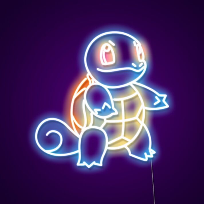Squirtle Neon Sign for Anime Fans and Fun Spaces