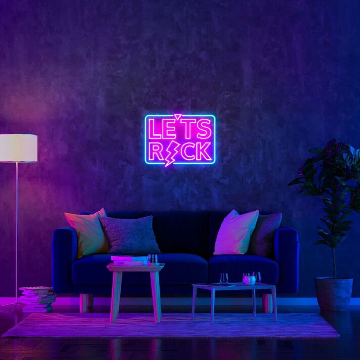 Let's Rock Music Neon Sign for Music Lovers and Fun Spaces